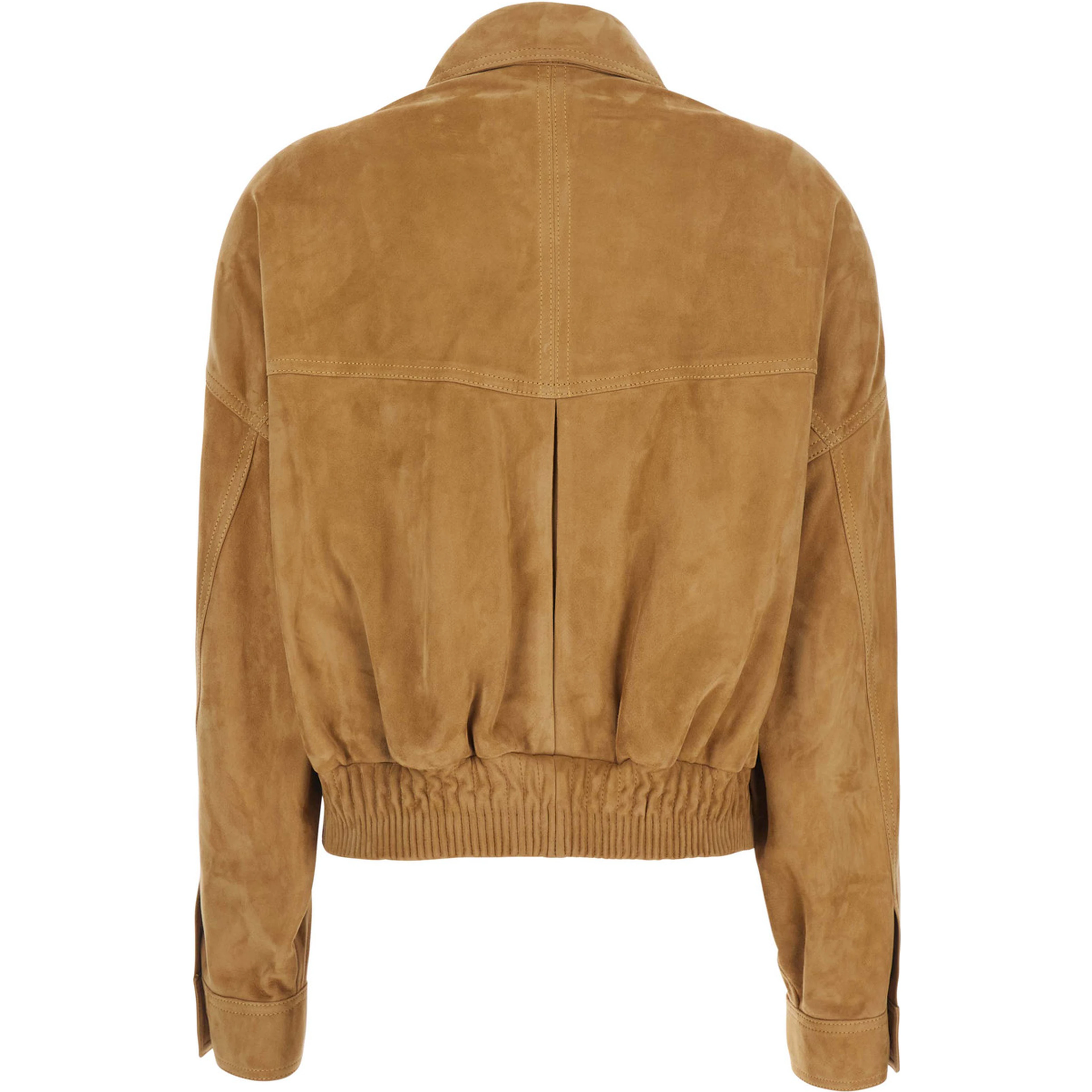 Beige Jacket with pointed collar and logo jewel buttons in suede for men