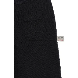 Black Pants with logo patch on the back and wide leg in Blend Wool Girl