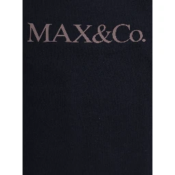 Blue Long sleeve round neck T-shirt with logo lettering on the front in stretch cotton Girl