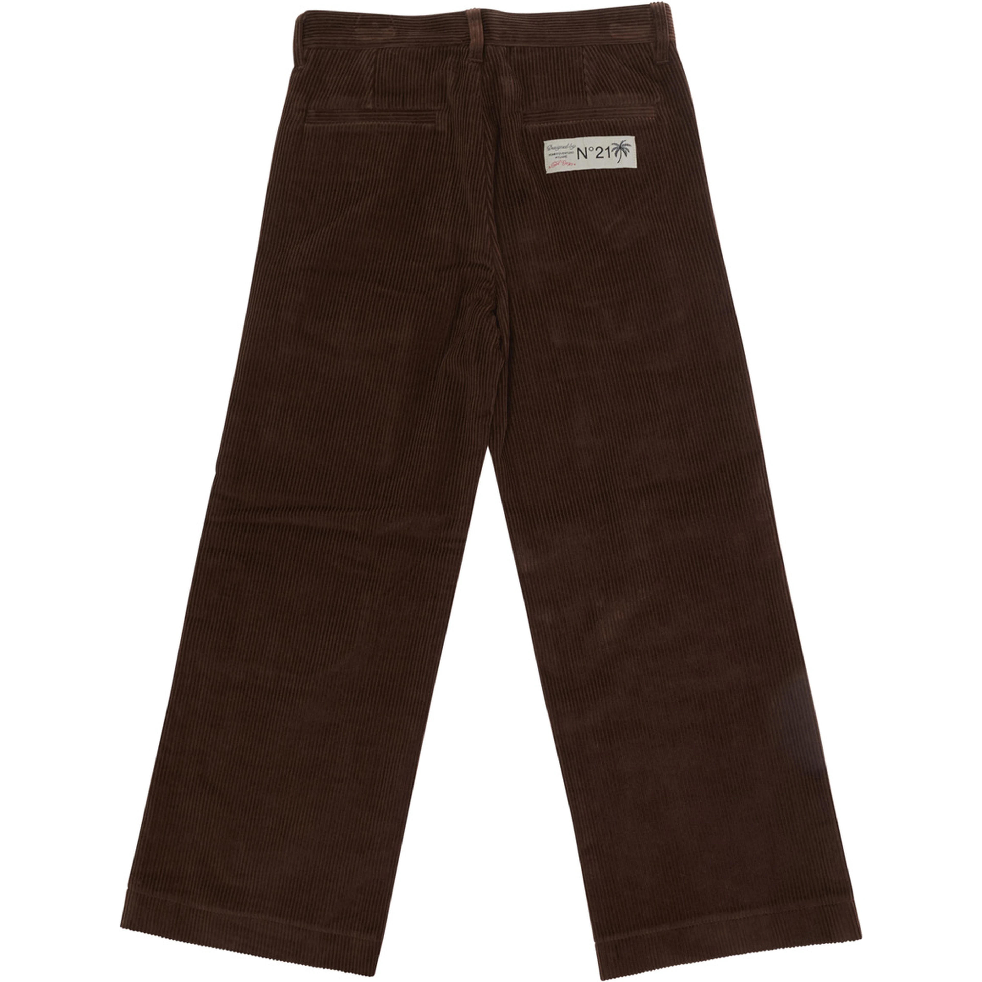 Brown Pants with Front Patch Pocket and Logo Patch on the Back in Corduroy Boy