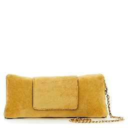 yellow Shoulder bag with Medusa Head on the front in suede for Women