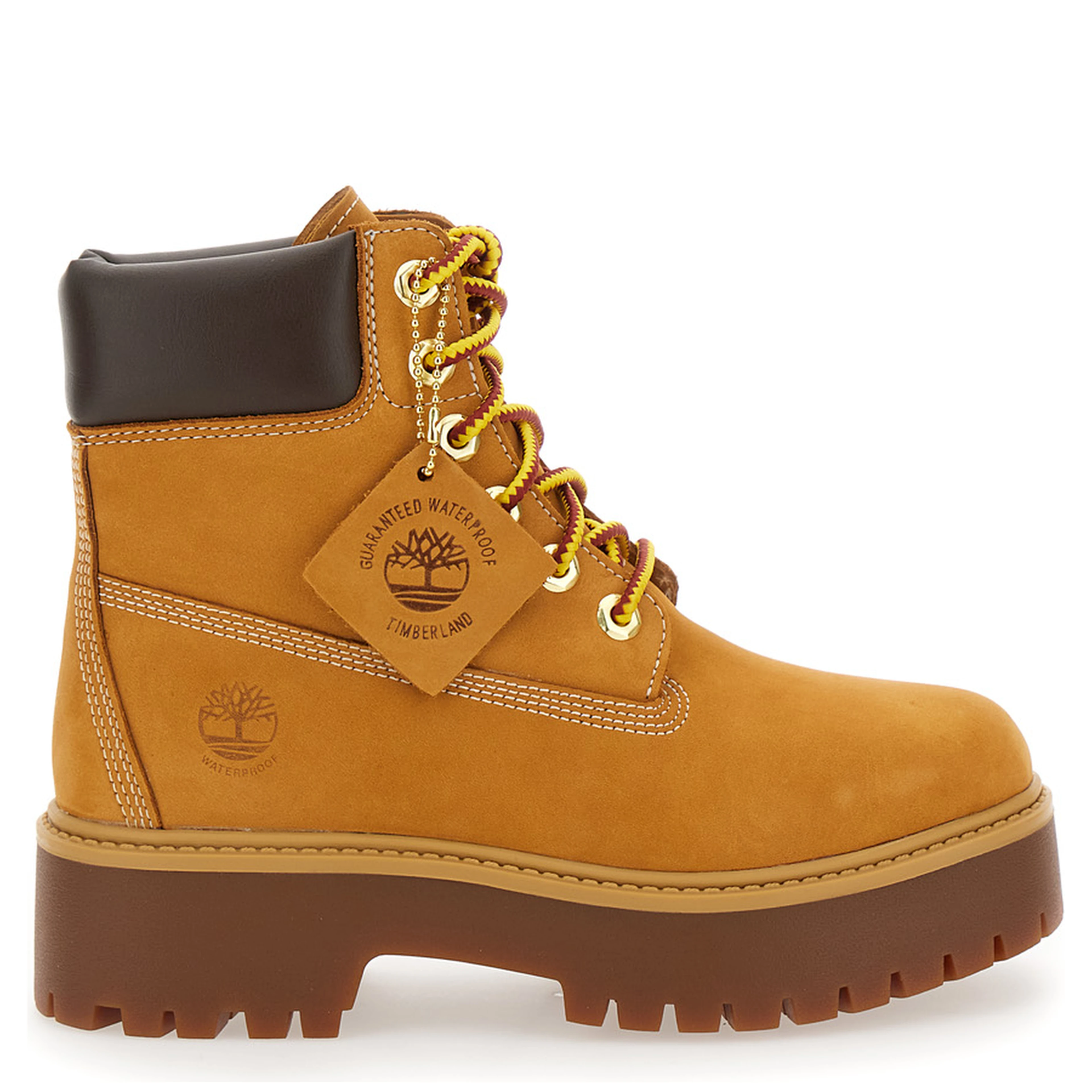 Waterproof Ankle Boots with Nubuck Leather Logo Tag Beige Woman