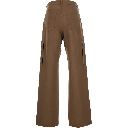 Brown Cargo Pants with FF Plate on the Pocket in Linen for Men