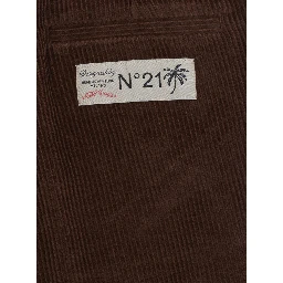 Brown Pants with Front Patch Pocket and Logo Patch on the Back in Corduroy Boy