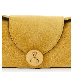 yellow Shoulder bag with Medusa Head on the front in suede for Women