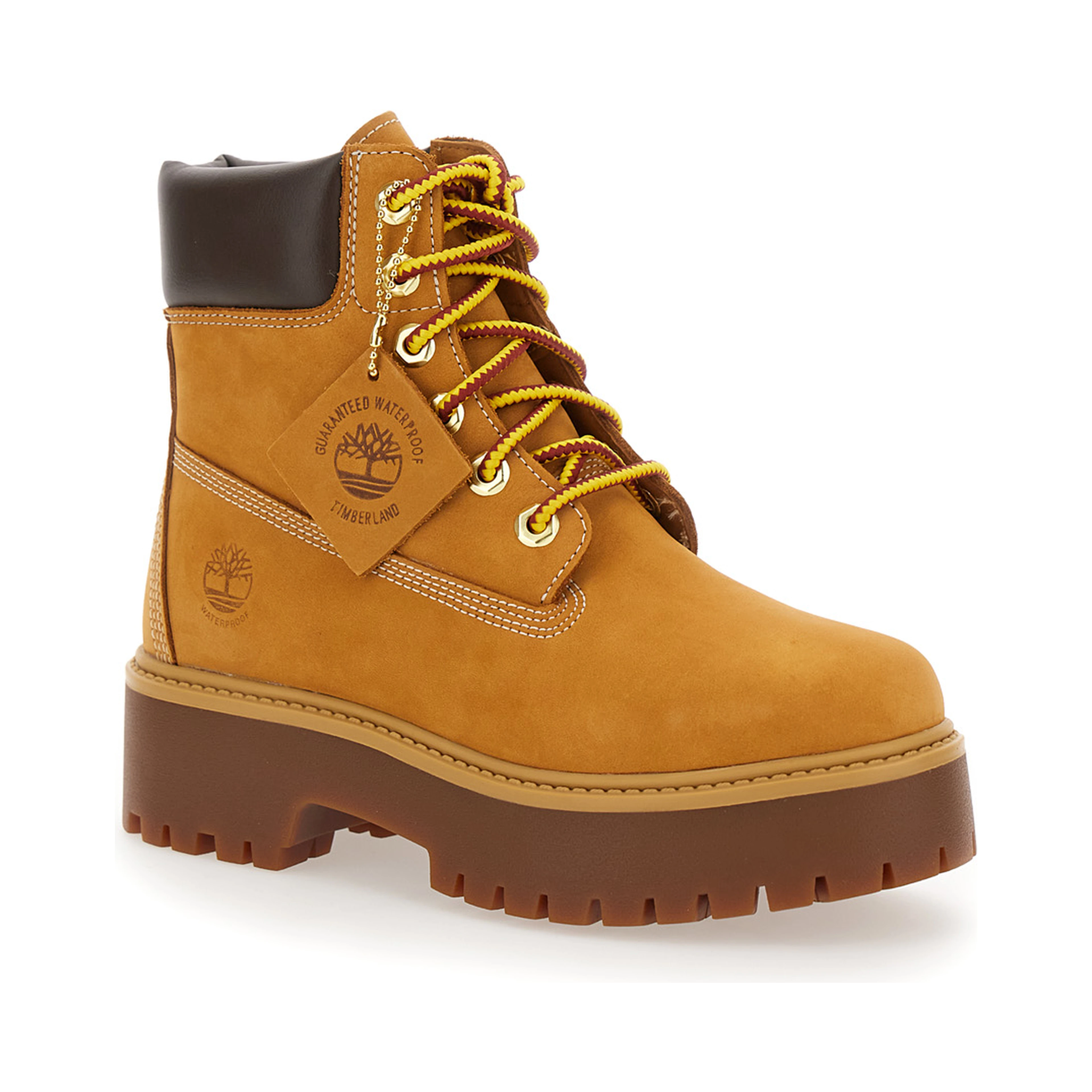 Waterproof Ankle Boots with Nubuck Leather Logo Tag Beige Woman