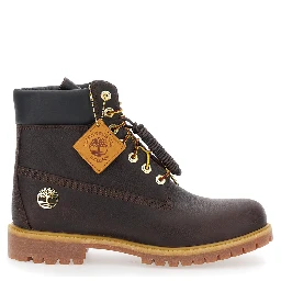 Brown Nubuck Leather Lace-Up Round Toe Boots for Men