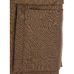 Brown Cargo Pants with FF Plate on the Pocket in Linen for Men