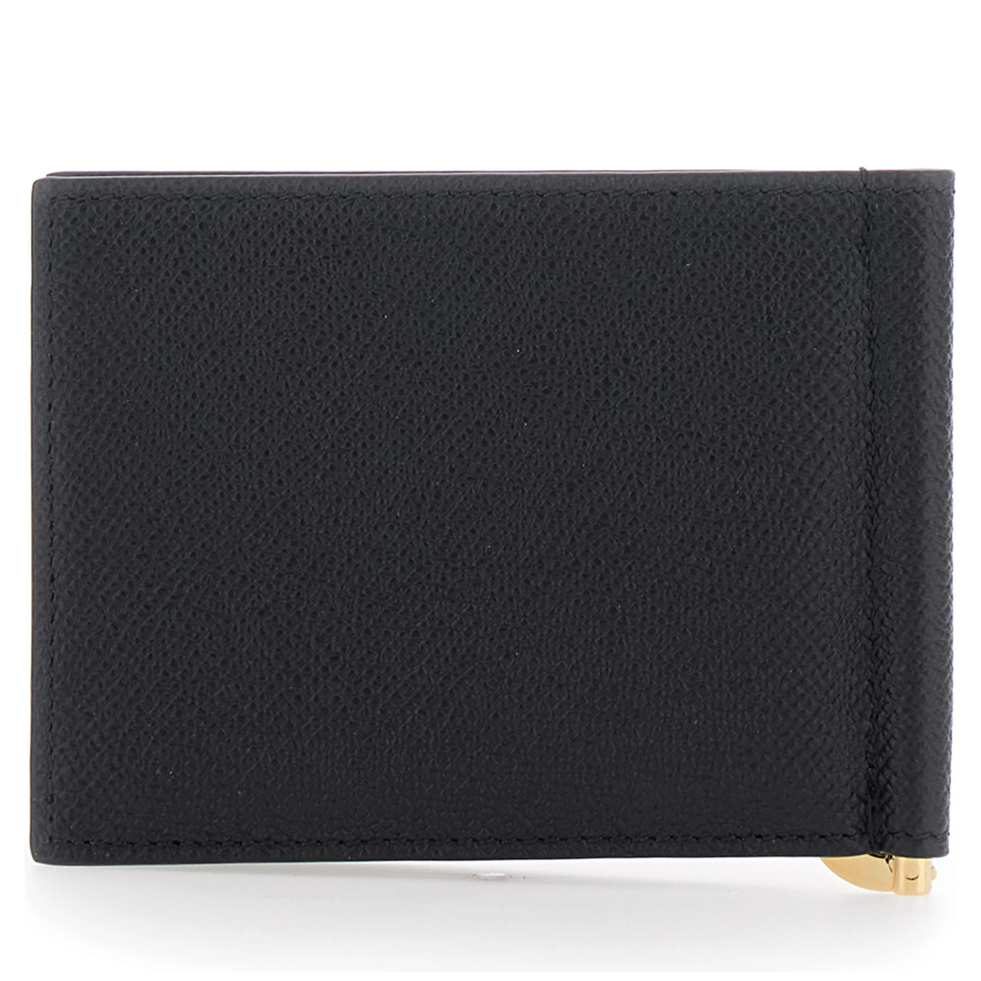 black Wallet with clip and Gancini plaque on the front in leather for men
