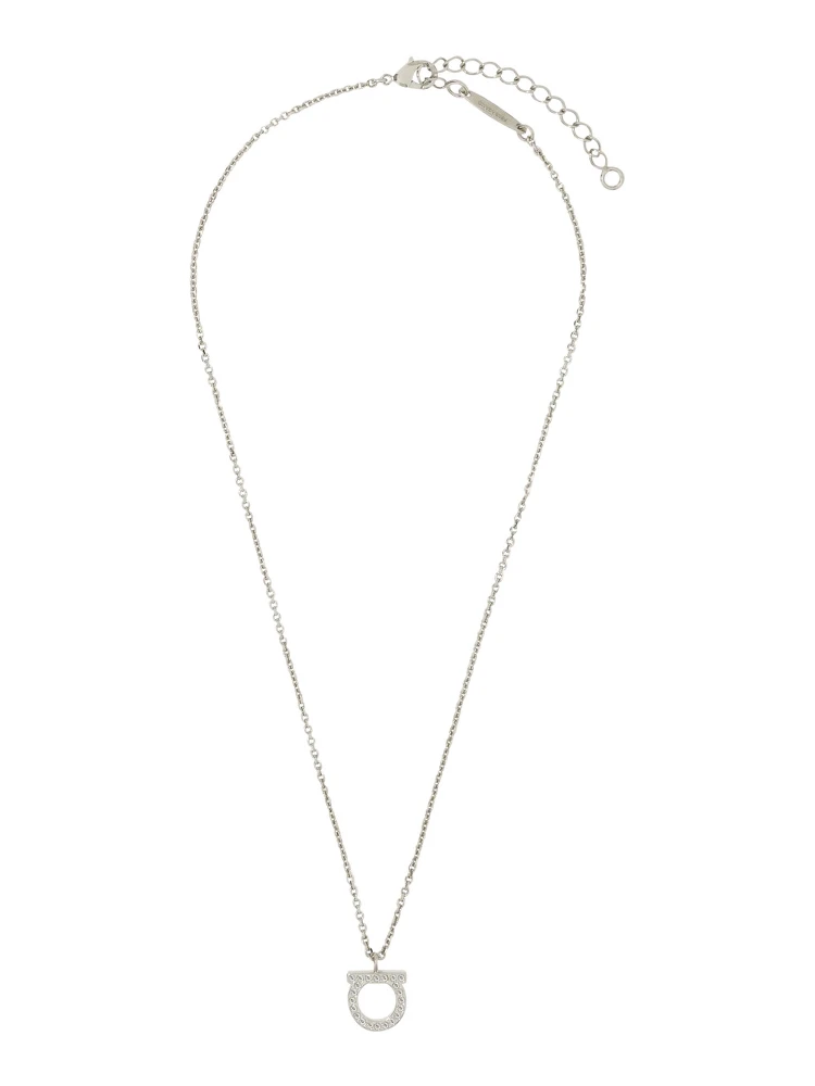 Silver-Colored Necklace with Gancini Pendant in Brass for Women
