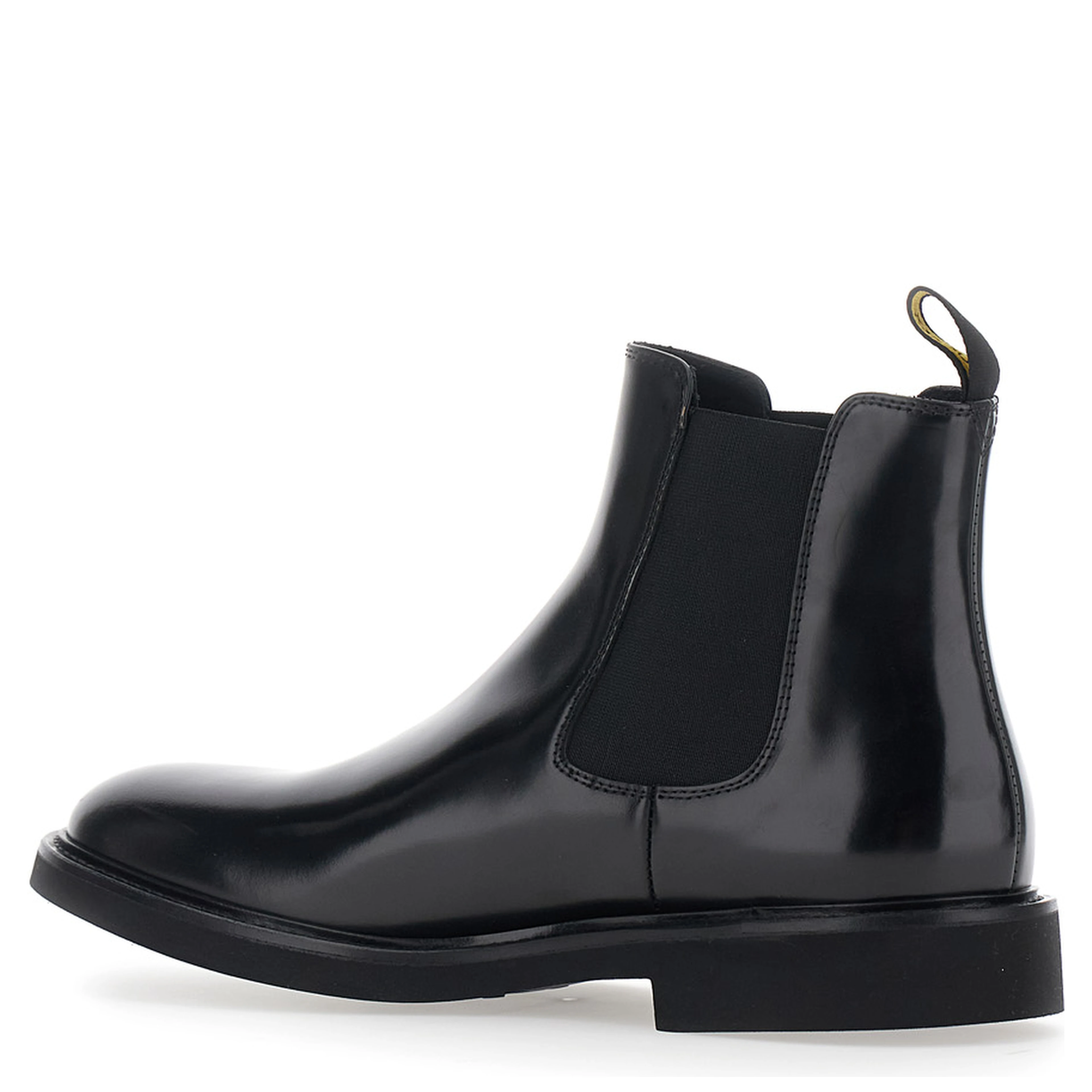 Chelsea Black boots with elasticated side details and low heel in leather for men