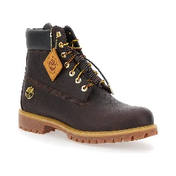 Brown Nubuck Leather Lace-Up Round Toe Boots for Men