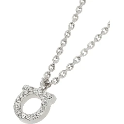 Silver-Colored Necklace with Gancini Pendant in Brass for Women