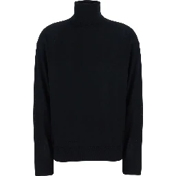 FREDA black Sweater with V-neck in virgin wool for women