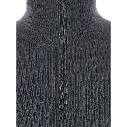 Gray Turtleneck Sweater with Half Zip on the Front in Wool and Cashmere for Women