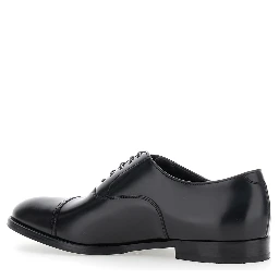 Black Smooth Leather Five-Hole Oxford Shoes for Men