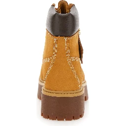 Waterproof Ankle Boots with Nubuck Leather Logo Tag Beige Woman