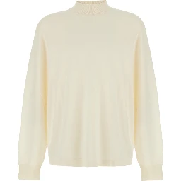 Merino Turtleneck with High Collar and Long Sleeves White Men
