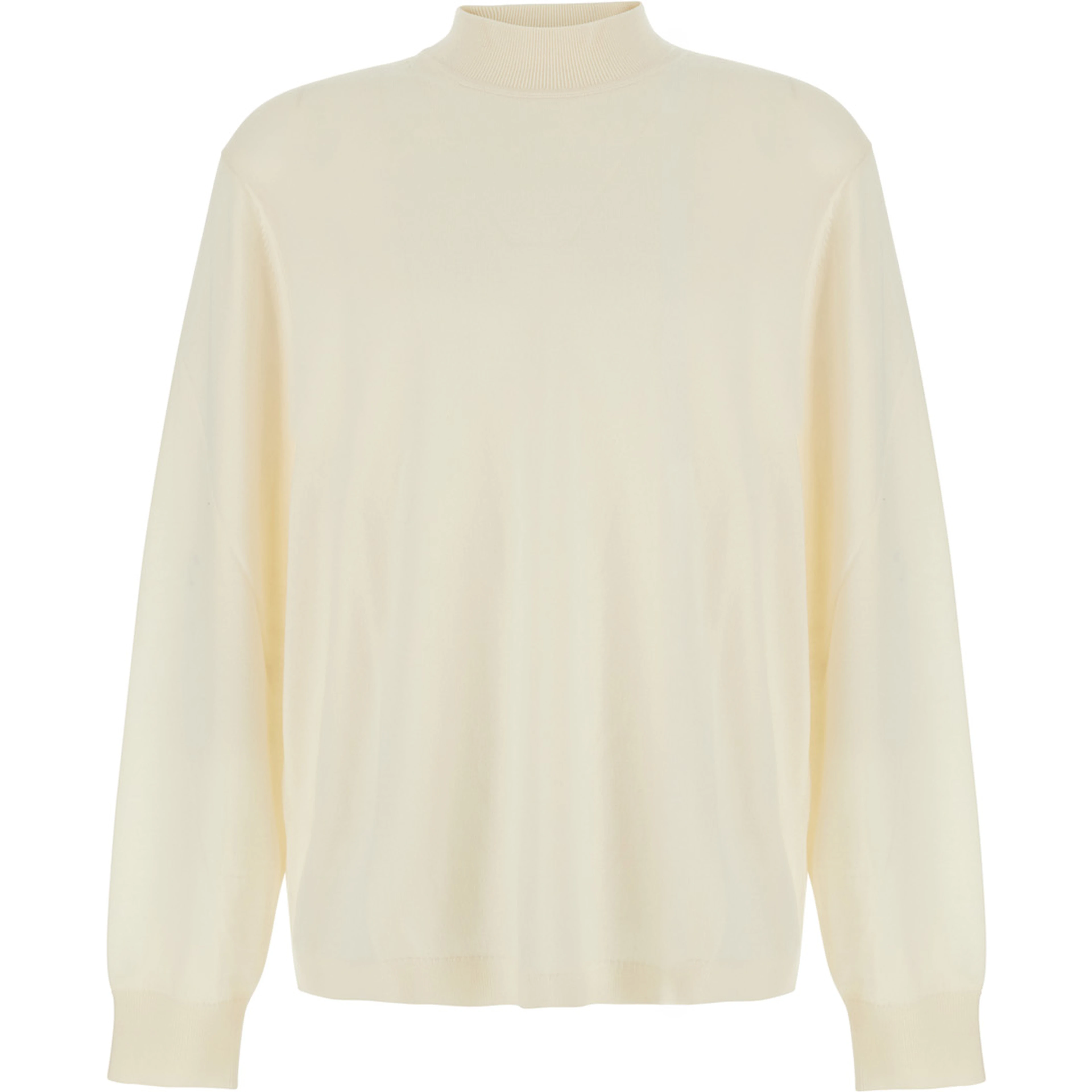 Merino Turtleneck with High Collar and Long Sleeves White Men