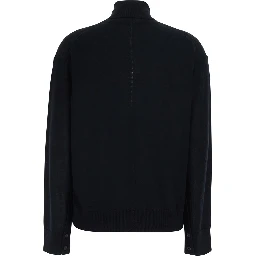 FREDA black Sweater with V-neck in virgin wool for women