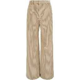 Beige Pants with Belt Loops and Monil detail on the loop in corduroy for women
