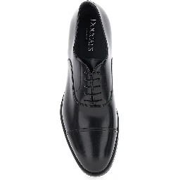 Black Smooth Leather Five-Hole Oxford Shoes for Men