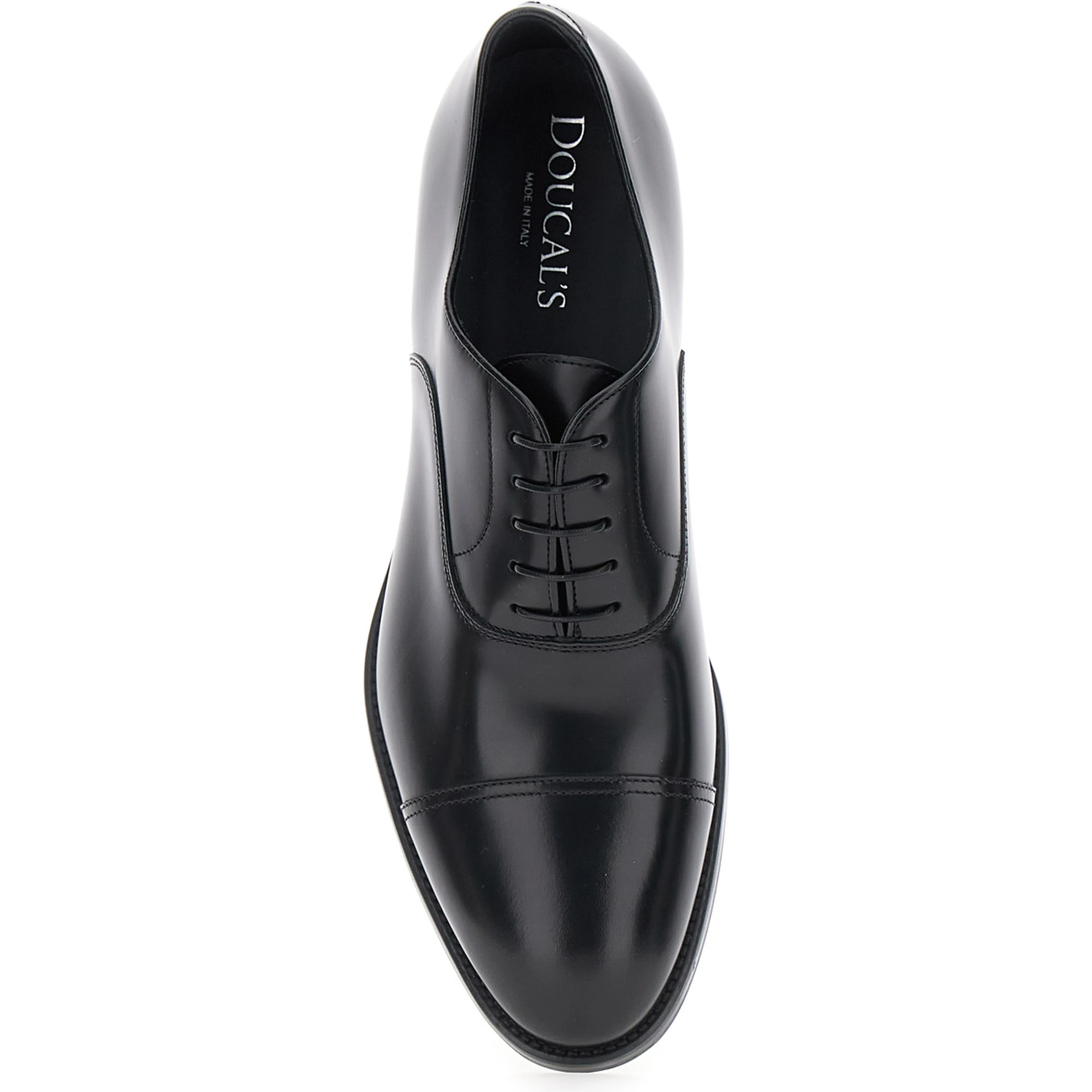 Black Smooth Leather Five-Hole Oxford Shoes for Men