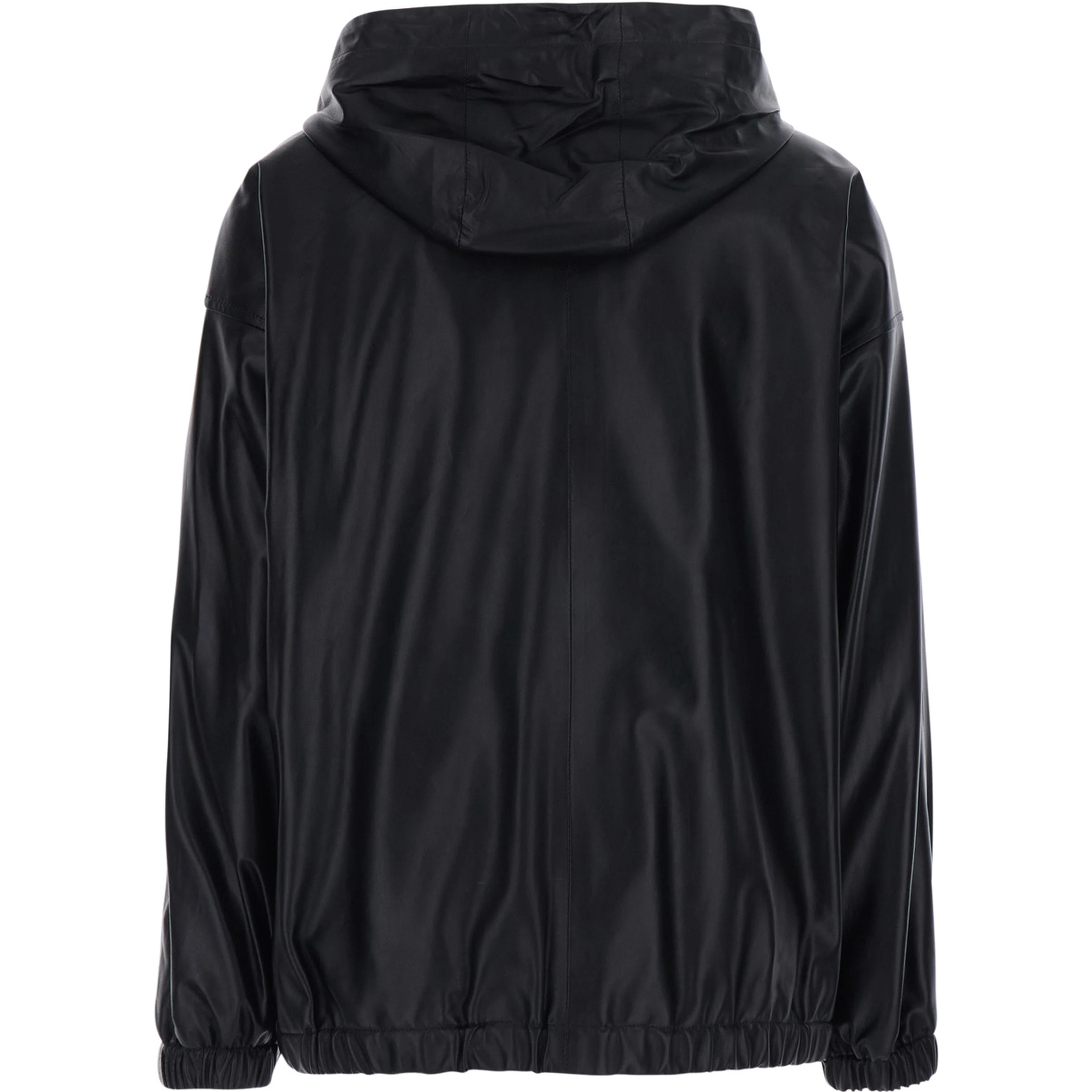 Giusy Black Jacket with front zip closure and side pockets in leather for women