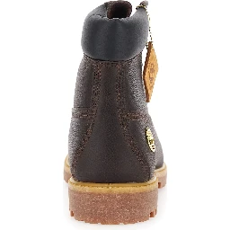 Brown Nubuck Leather Lace-Up Round Toe Boots for Men