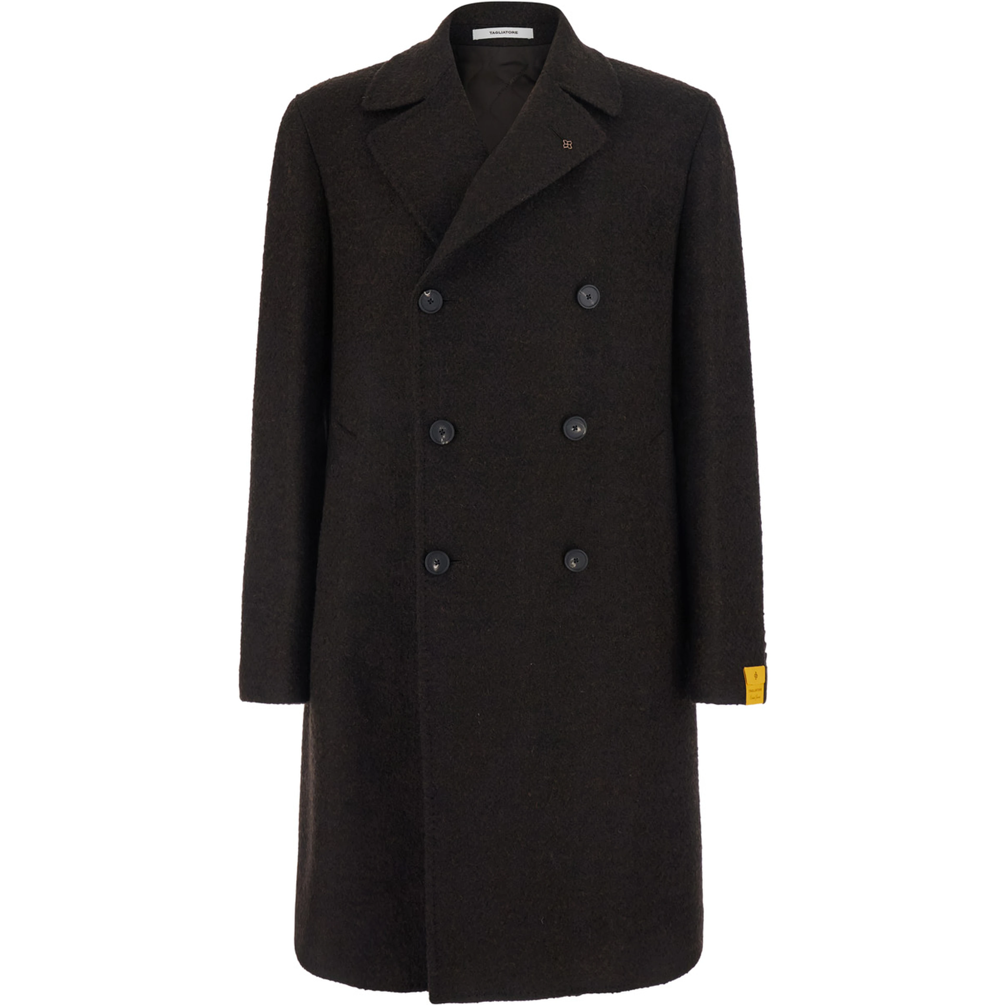 Arden Brown Double-breasted Coat with Notched revers and Half Belt in blend wool for men