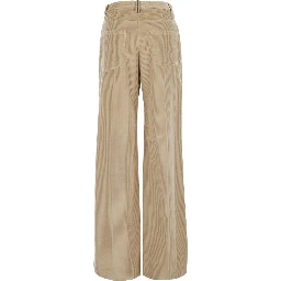 Beige Pants with Belt Loops and Monil detail on the loop in corduroy for women