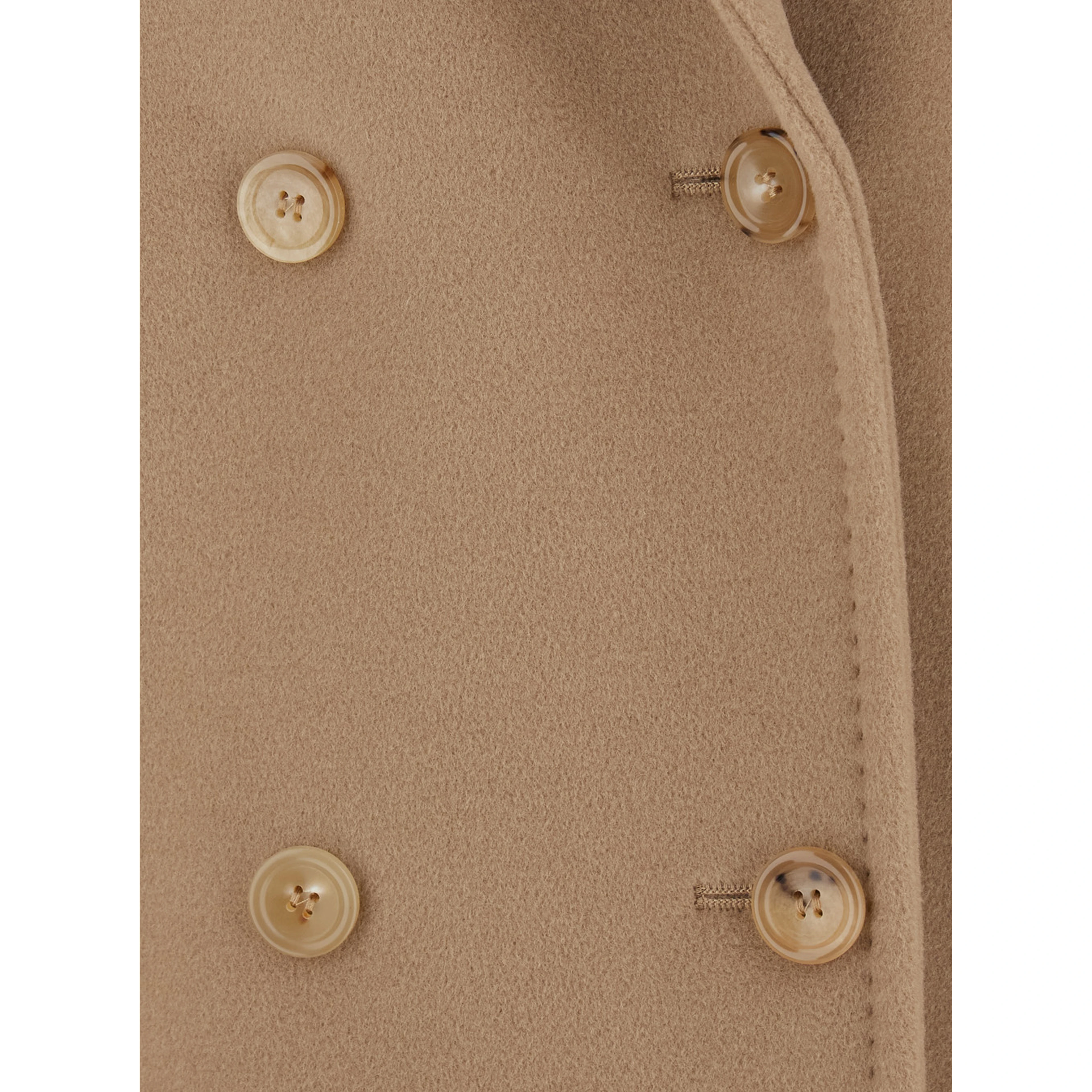 Rebus Beige Short Double-Breasted Coat with Notched Revers in Wool and Cashmere for Women