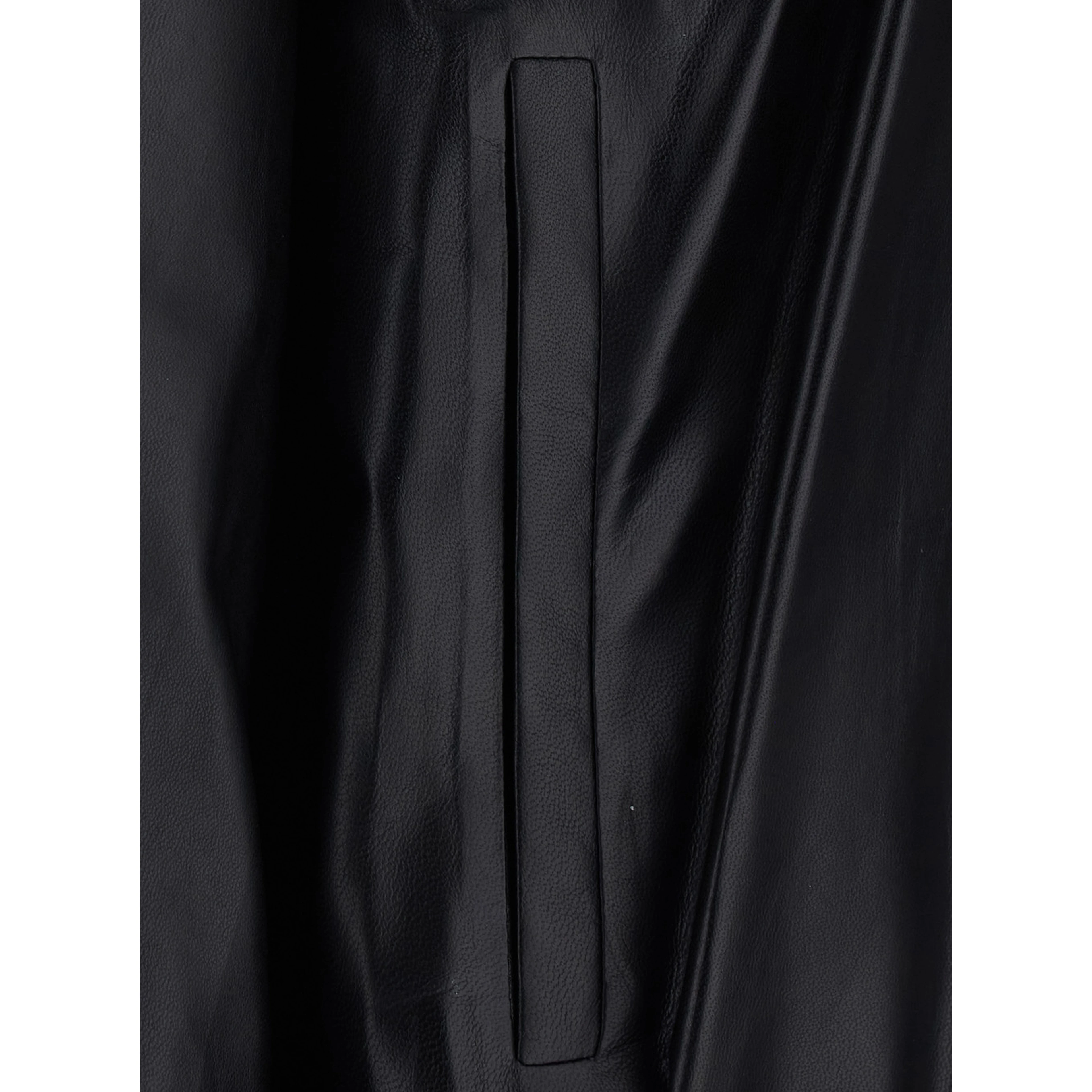Giusy Black Jacket with front zip closure and side pockets in leather for women