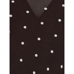 Connie Black Long Dress with Keyhole Closure on the Back and All-Over Polka Dot Motif in Viscose for Women