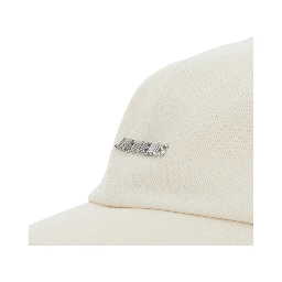 Baseball Cap La Casquette Gadjo with Logo Lettering on the Front in White Cotton for Men