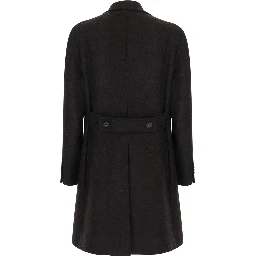 Arden Brown Double-breasted Coat with Notched revers and Half Belt in blend wool for men