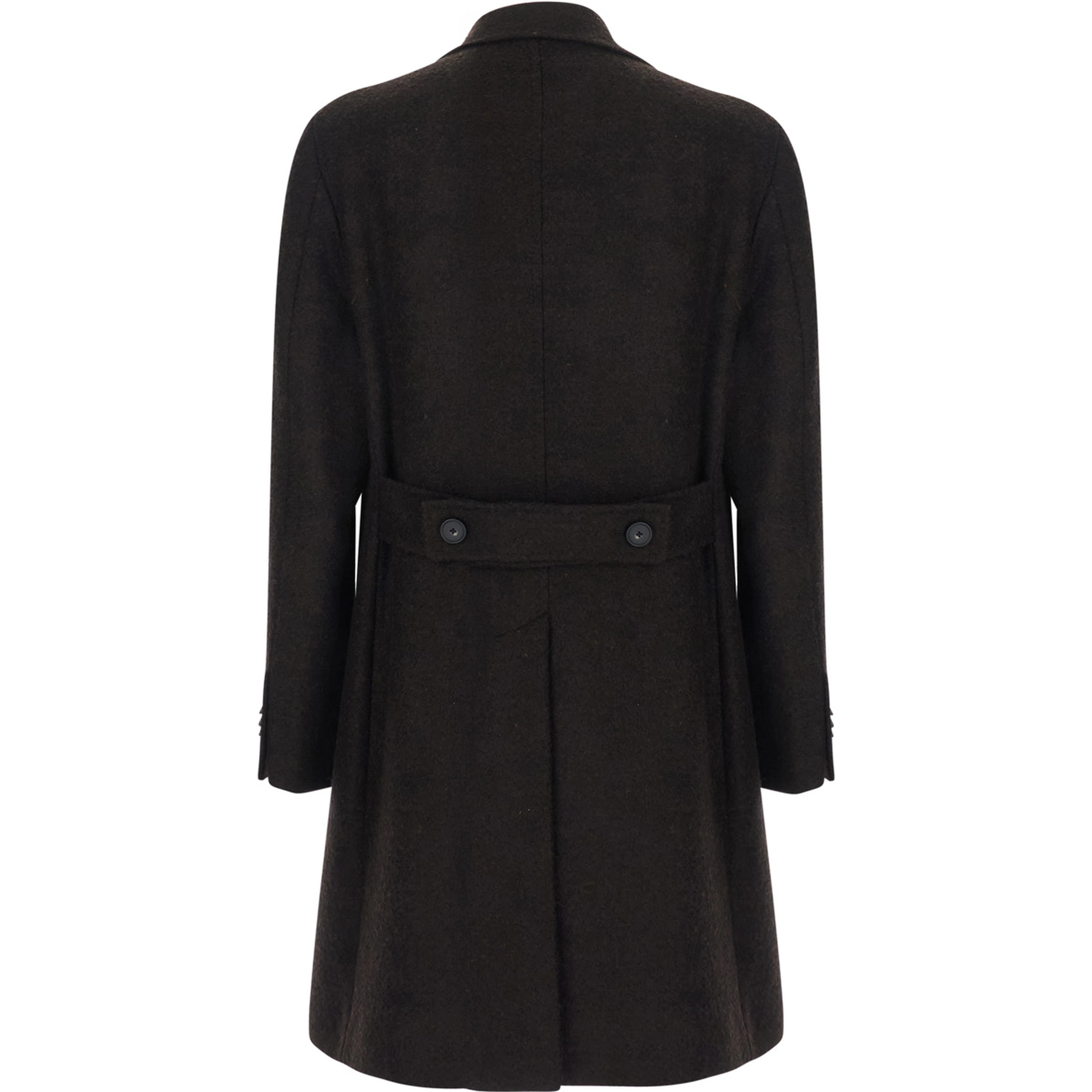 Arden Brown Double-breasted Coat with Notched revers and Half Belt in blend wool for men