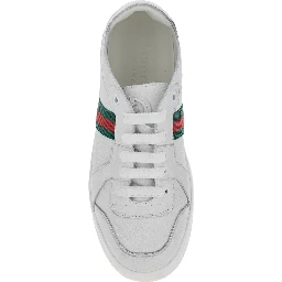 White Low top sneakers with Web detail on the side and GG logo on the tongue in leather boy