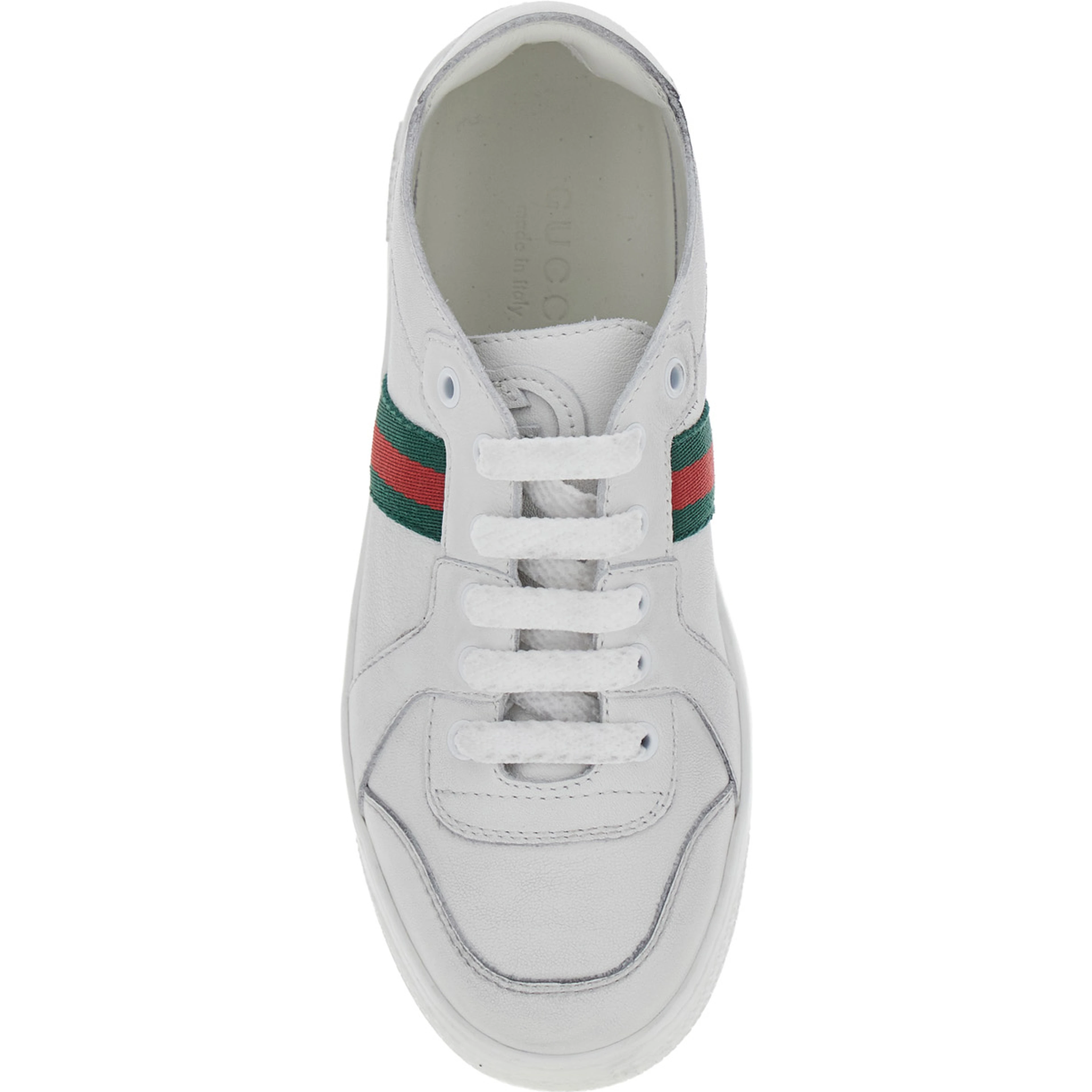 White Low top sneakers with Web detail on the side and GG logo on the tongue in leather boy