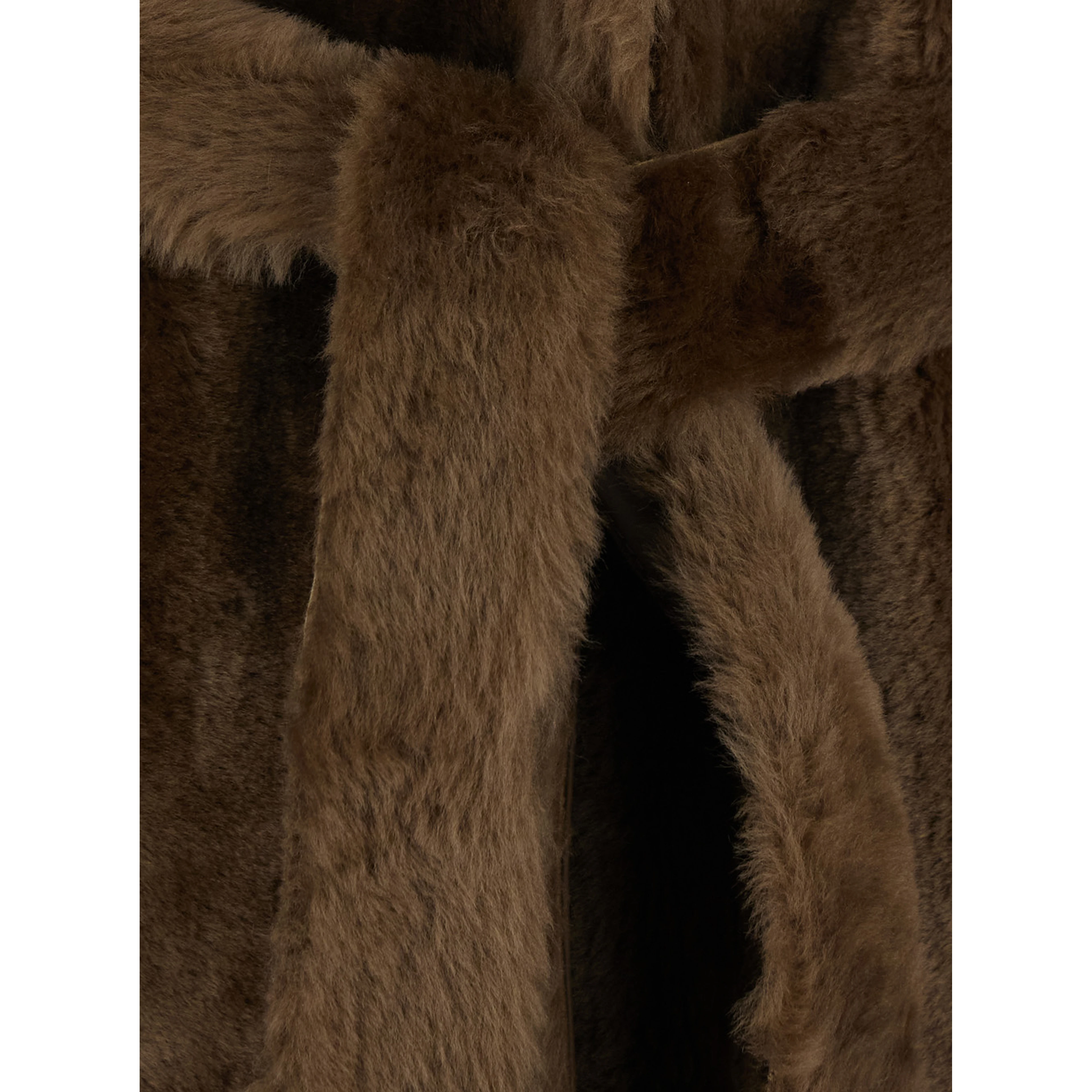RIEN Brown Coat with Notched Collar and Reversible Design in Leather and Fur for Women