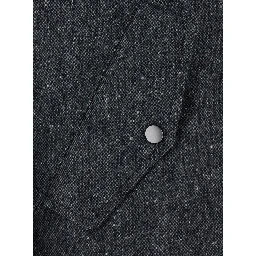 Gray Down jacket with removable hood and button closure in wool blend for women