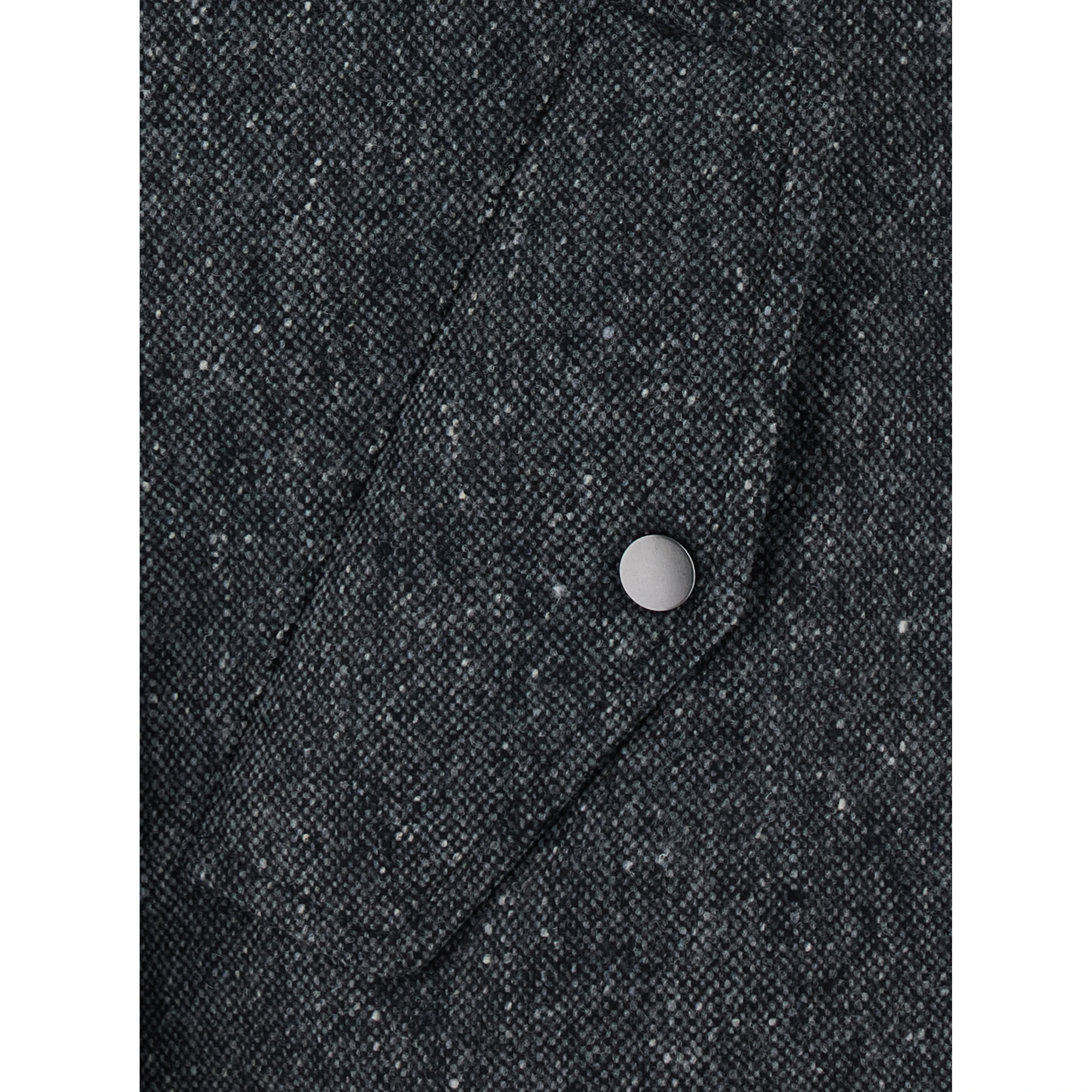 Gray Down jacket with removable hood and button closure in wool blend for women
