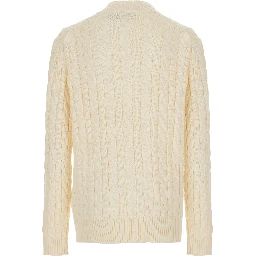 White High Neck Sweater with Half Zip on the Front and Pony on the Front in Cotton for Men