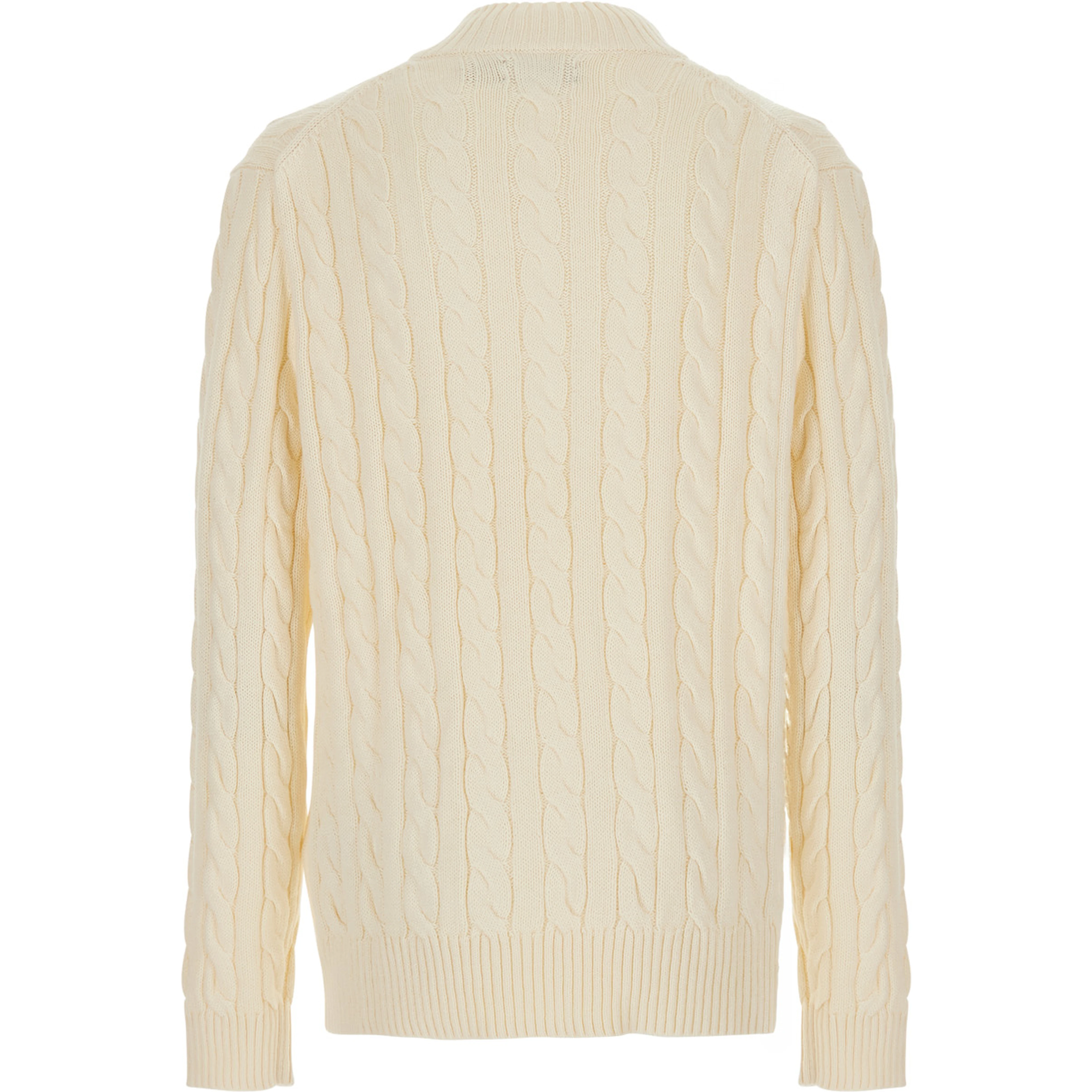 White High Neck Sweater with Half Zip on the Front and Pony on the Front in Cotton for Men