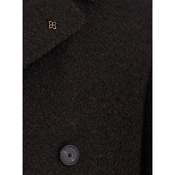 Arden Brown Double-breasted Coat with Notched revers and Half Belt in blend wool for men