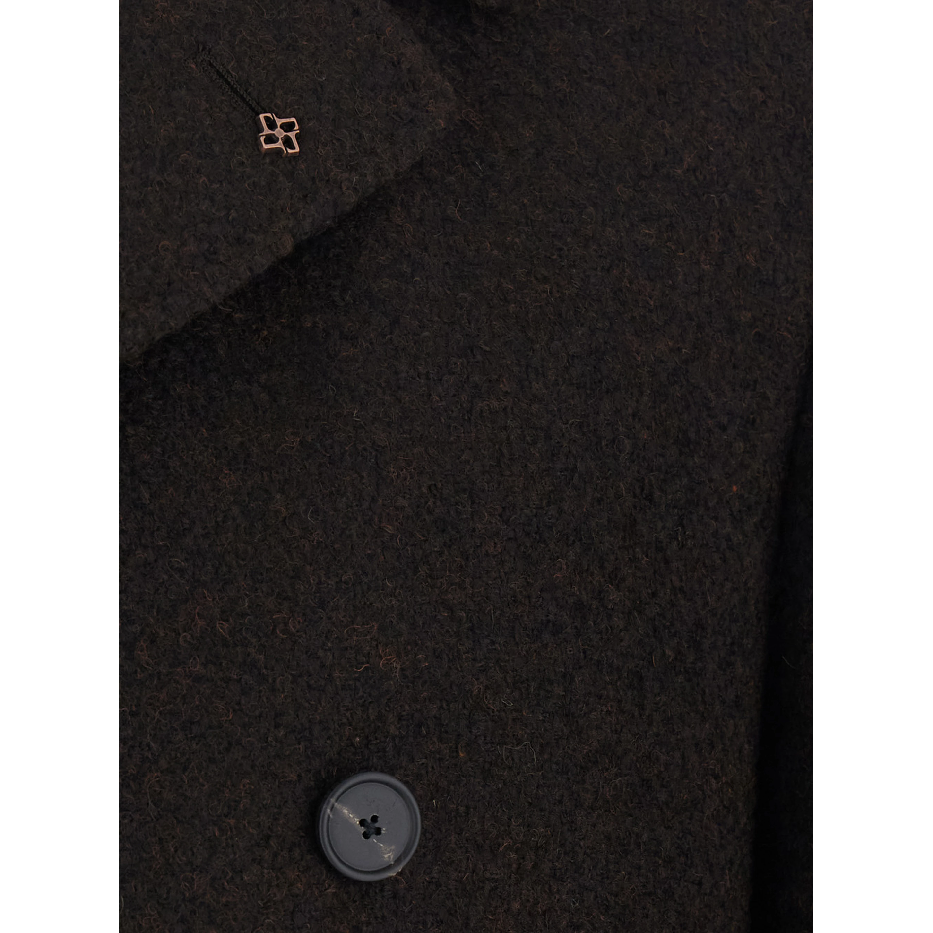 Arden Brown Double-breasted Coat with Notched revers and Half Belt in blend wool for men