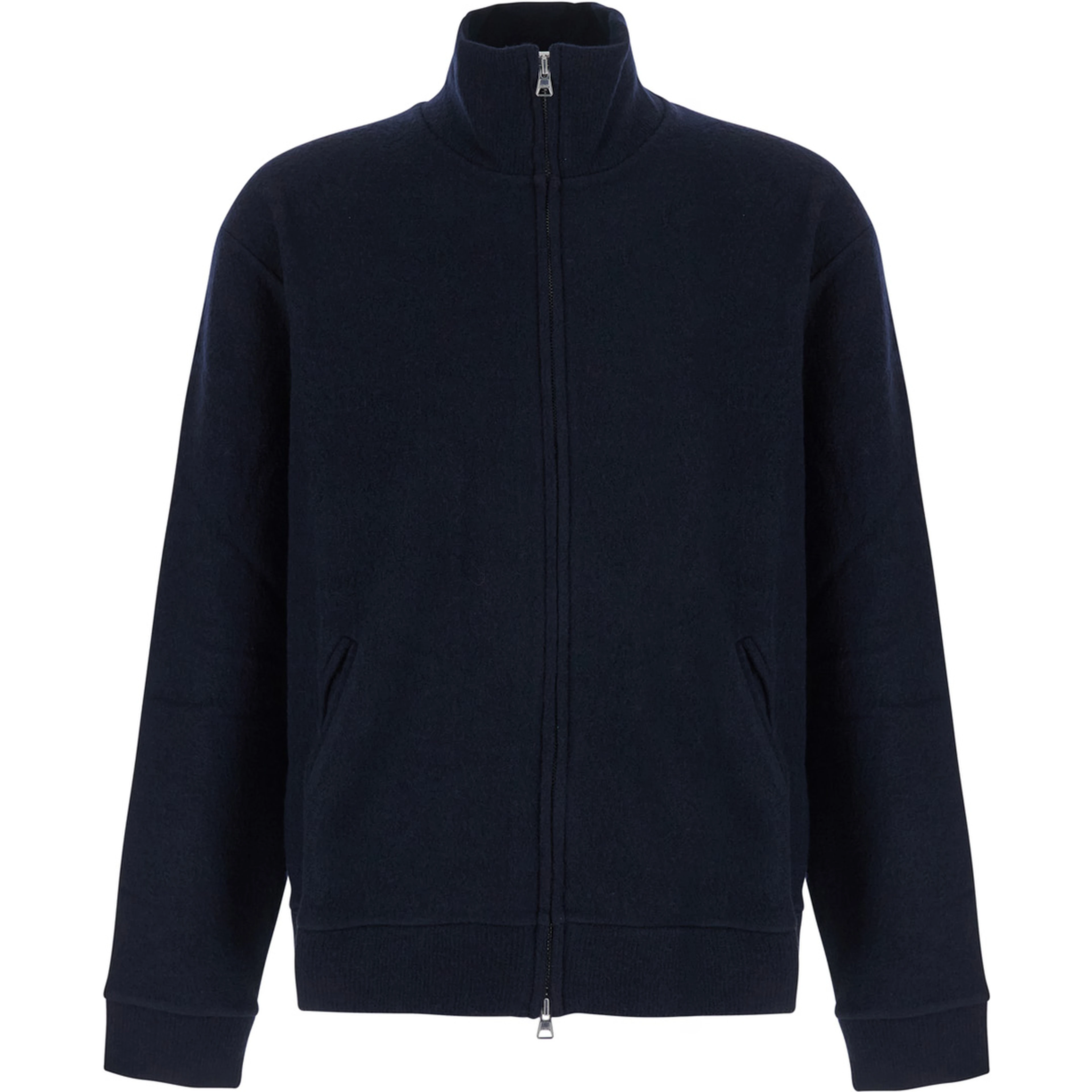Blue High Neck Long Sleeve Sweater in Wool Men