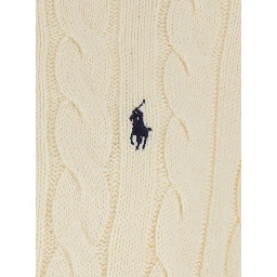 White High Neck Sweater with Half Zip on the Front and Pony on the Front in Cotton for Men