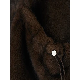 Brown Sleeveless Fur Vest with Hood and Front Drawstring in Eco Fur for Women