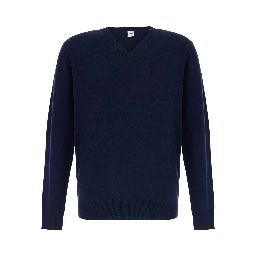 Blue V-Neck Sweater in Wool and Cashmere for Men